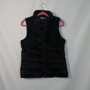 Athleta Womens Goose Down Velvet Velour Lofty Puffer Vest Medium Black Training